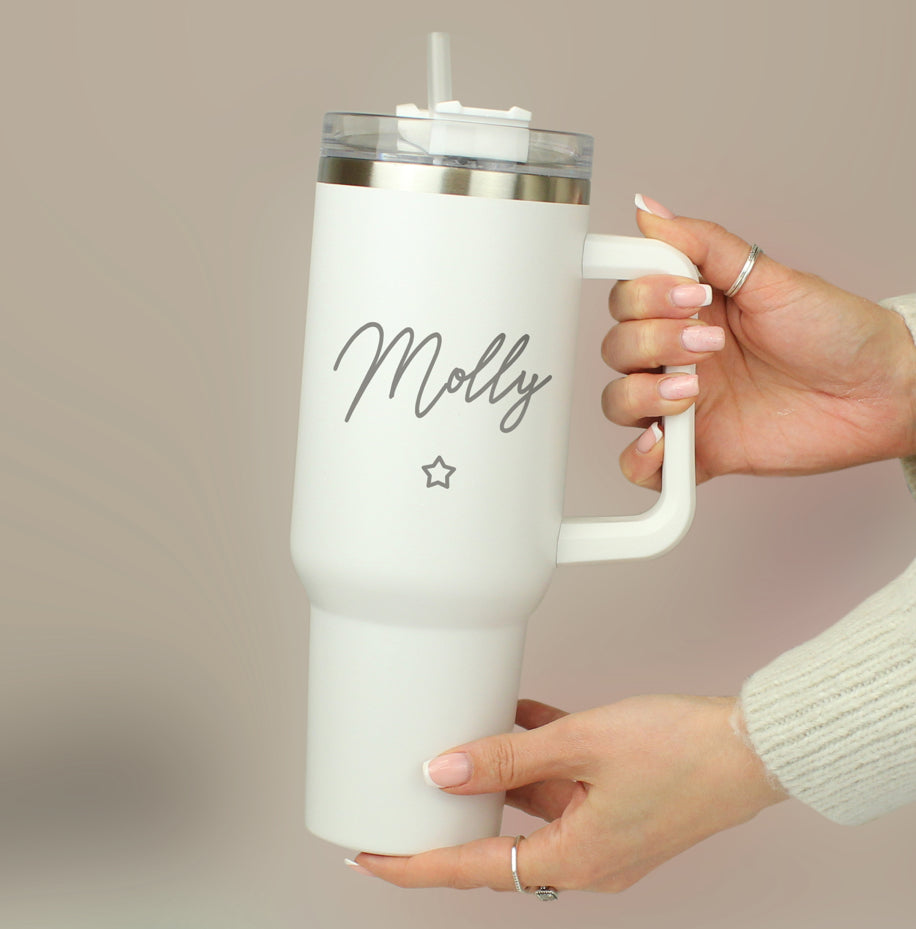 Personalised Star 40oz White Travel Cup