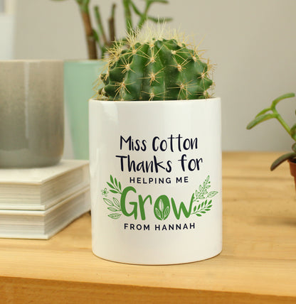 Personalised Thanks For Helping Me Grow Ceramic Storage Pot