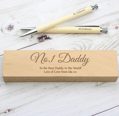 Personalised Any Message Wooden Pen & Pencil Box Set