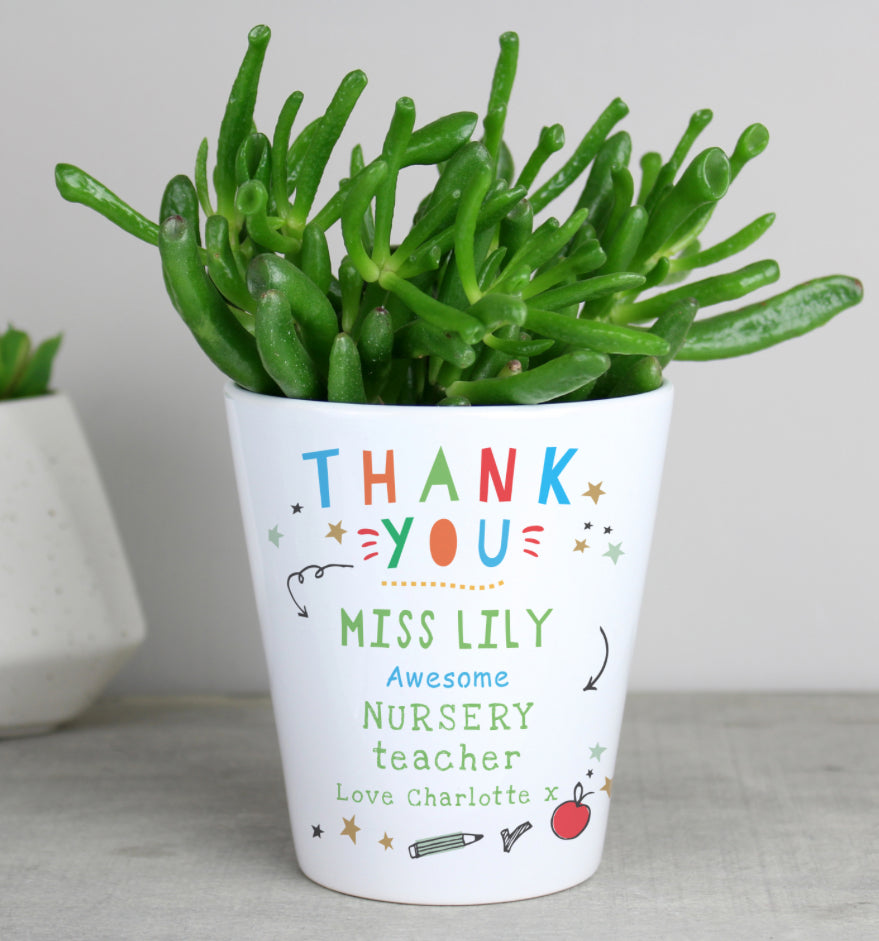 Personalised Thank You Teacher Plant Pot