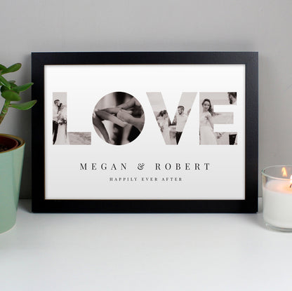 Personalised LOVE Photo Upload Black A4 Framed Print