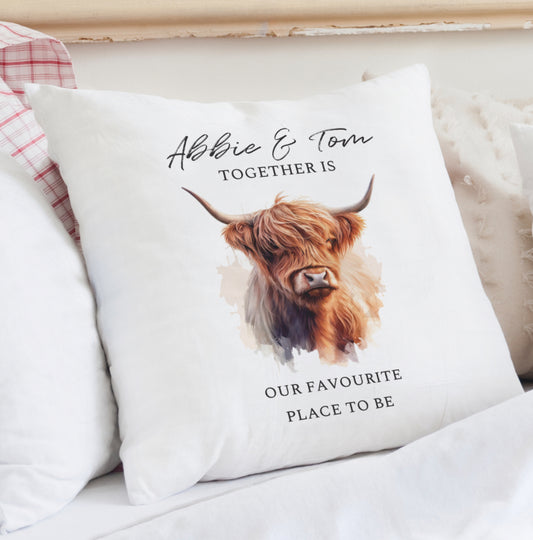 Personalised Highland Cow Cushion