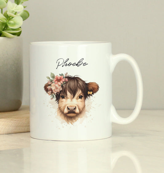 Personalised Highland Cow Mug - Girl