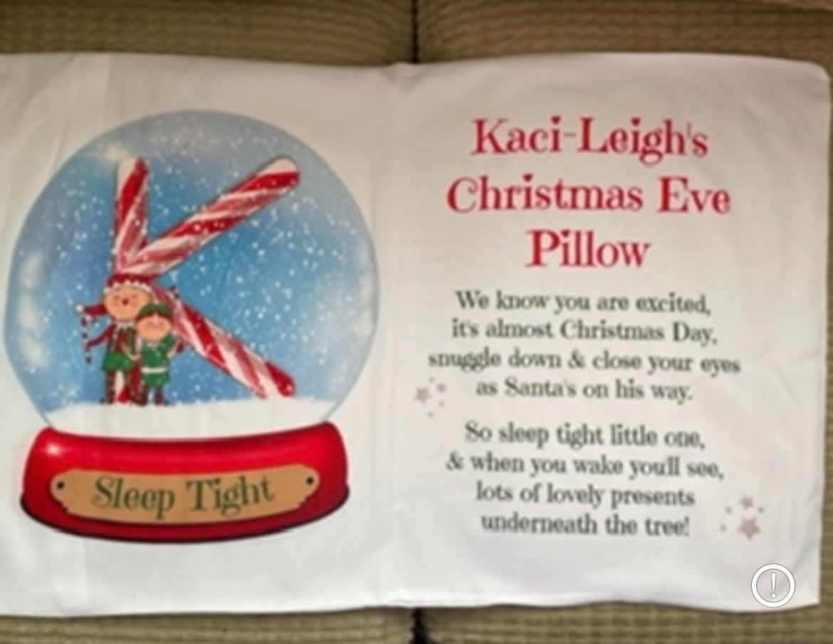 Personalised Candy Cane Christmas Eve Pillowcase