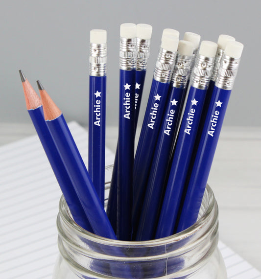 Personalised Star Motif Blue Pencils