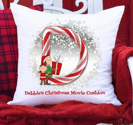 Personalised Candy Cane Christmas Movie Cushion