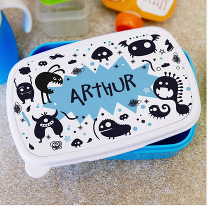 Personalised Monsters Name Only Blue Lunch Box