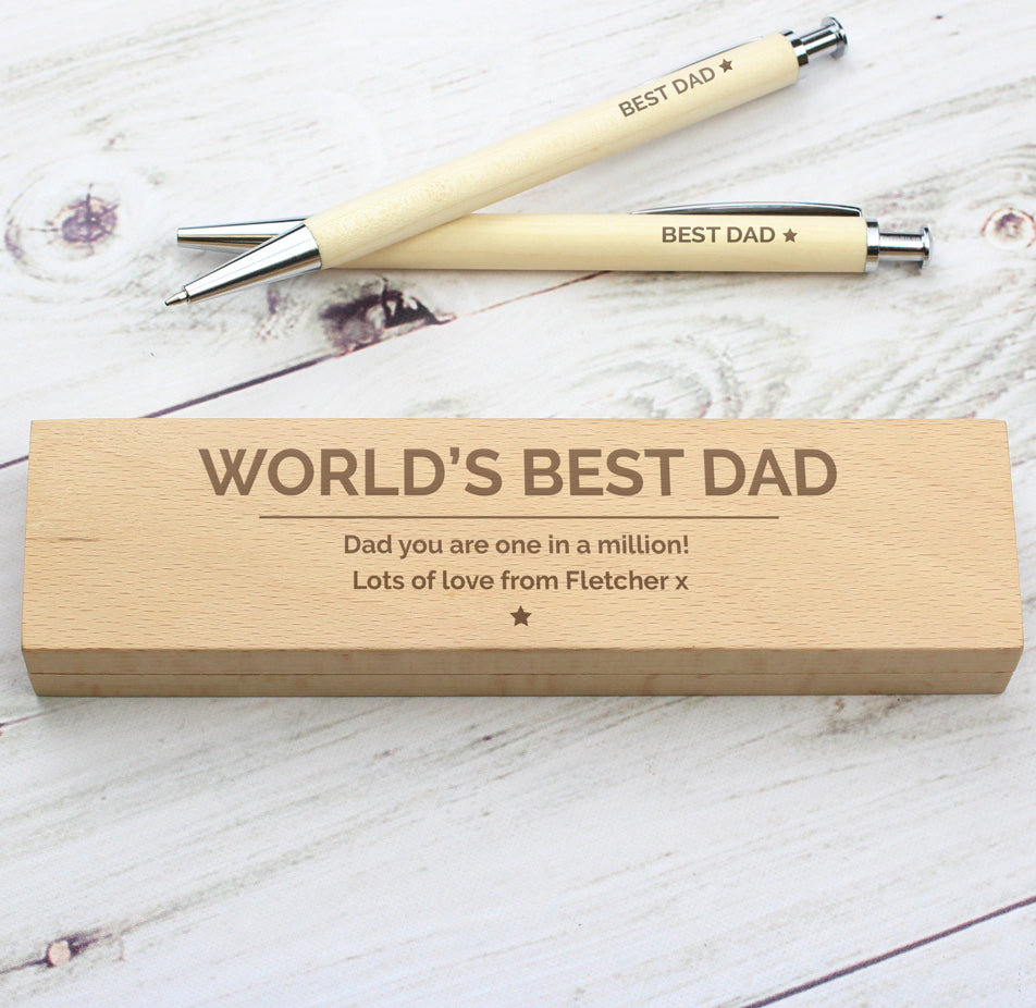 Personalised Classic Wooden Pen & Pencil Box Set