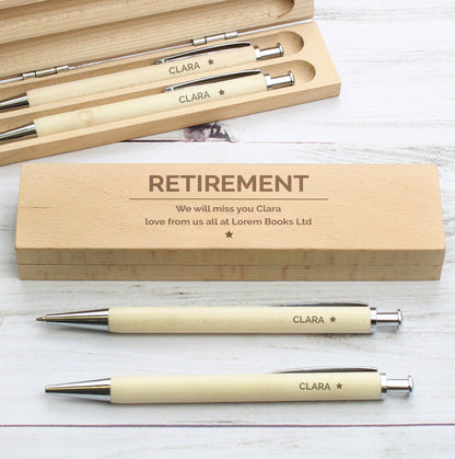 Personalised Classic Wooden Pen & Pencil Box Set