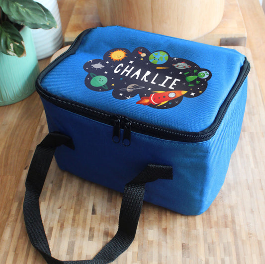 Personalised Space Blue Lunch Bag