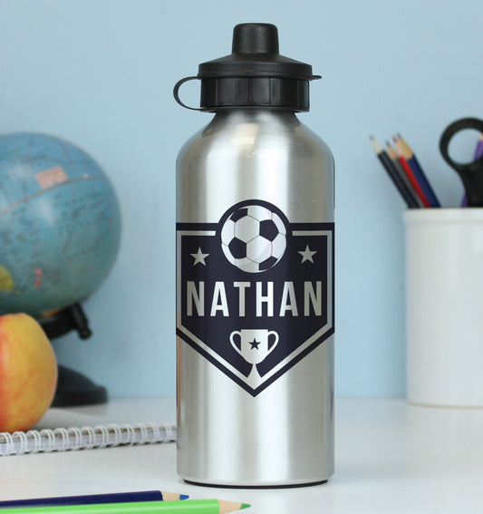 Personalised Football Silver Drinks Bottle