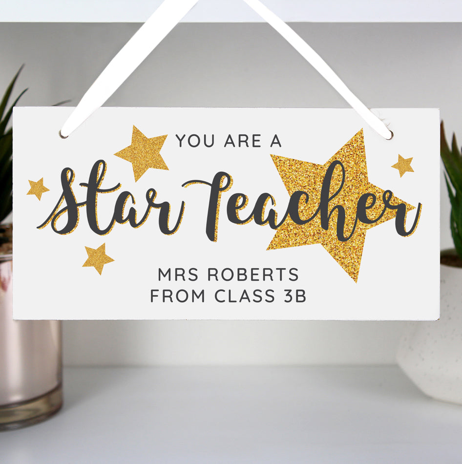 Personalised You Are A Star Teacher Wooden Sign