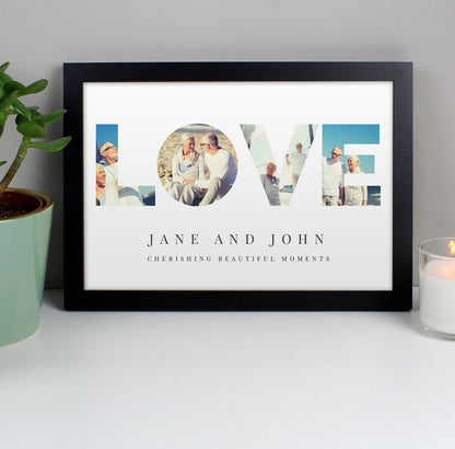 Personalised LOVE Photo Upload Black A4 Framed Print