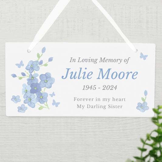 Personalised Memorial Forget Me Not Wooden Sign