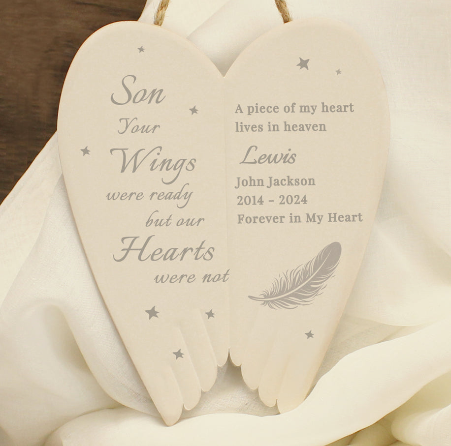 Personalised Memorial Angel Wings Hanging Ornament