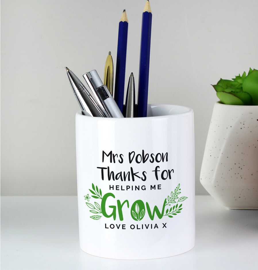 Personalised Thanks For Helping Me Grow Ceramic Storage Pot