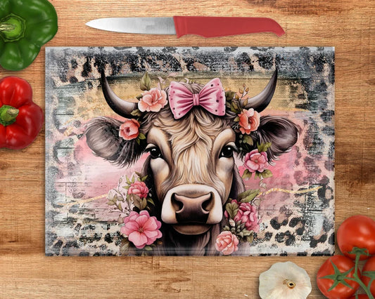 Highland Cow Glass Chopping Board