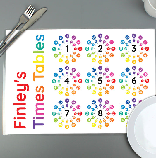 Personalised Times Tables Placemat