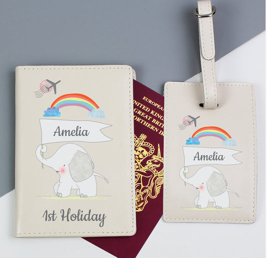 Personalised My 1st Cream Passport Holder & Luggage Tag Set