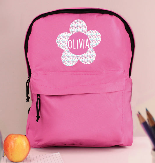 Personalised Flower Pink Backpack