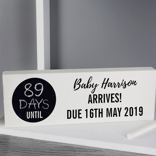 Personalised Classic Chalk Countdown Wooden Block Sign