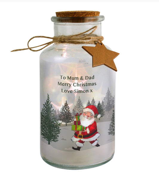 Personalised Santa LED Glass Jar