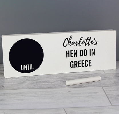 Personalised Classic Chalk Countdown Wooden Block Sign