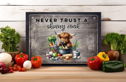 Never Trust A Skinny Cook Glass Chopping Board