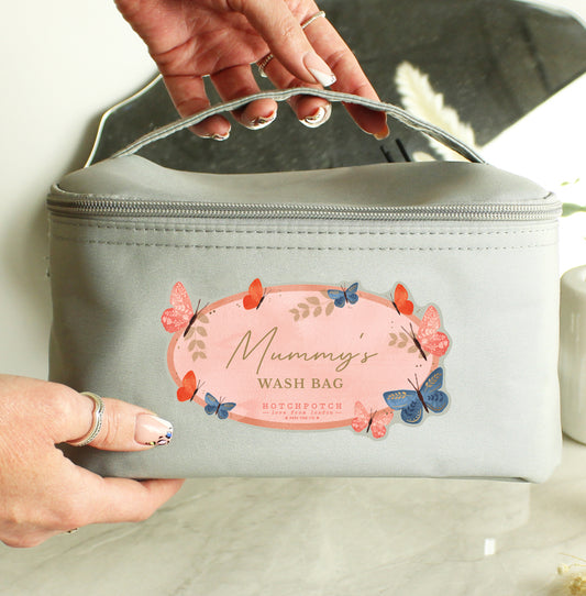 Personalised Hotchpotch Butterfly Grey Toiletry Bag