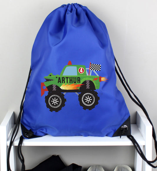 Personalised Monster Truck Blue Kit Bag