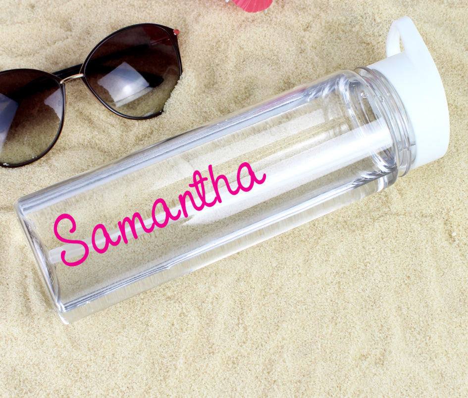 Personalised Pink Name Water Bottle