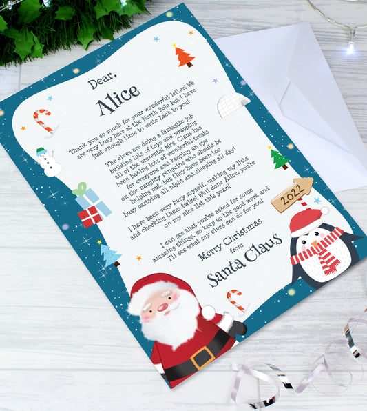 Personalised Christmas Penguin Letter