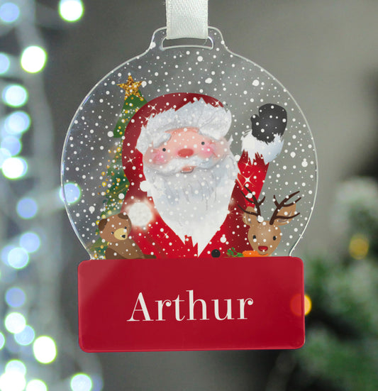 Personalised Santa Acrylic Snowglobe Decoration