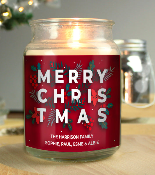 Personalised Christmas Large Scented Jar Candle