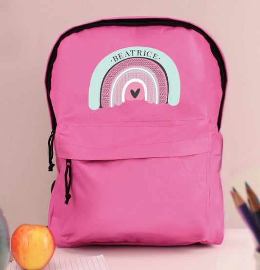 Personalised Rainbow Pink Backpack