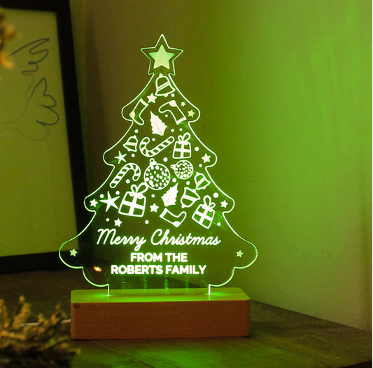 Personalised Christmas Tree Wooden Based LED Light