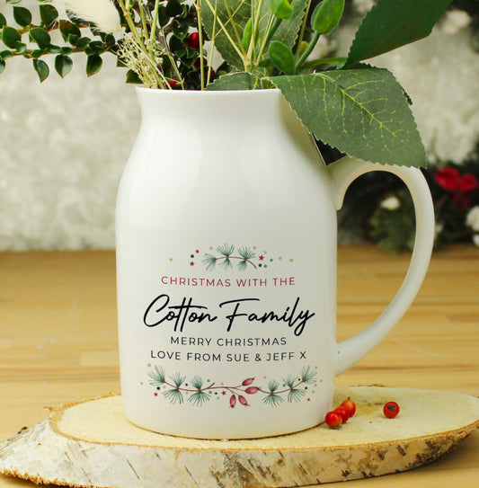 Personalised Christmas Flower Jug