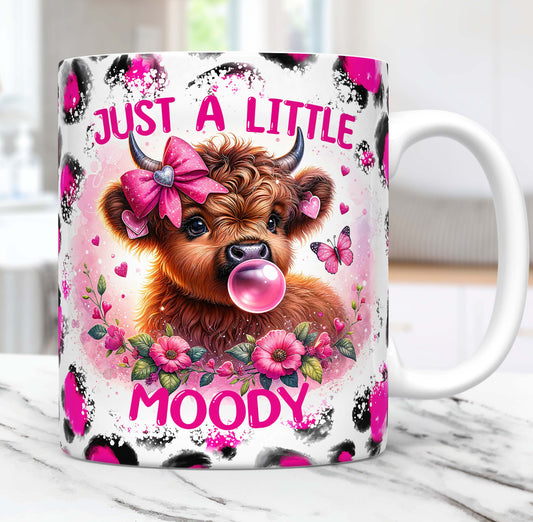 Pink Highland Cow Little Moody Mug