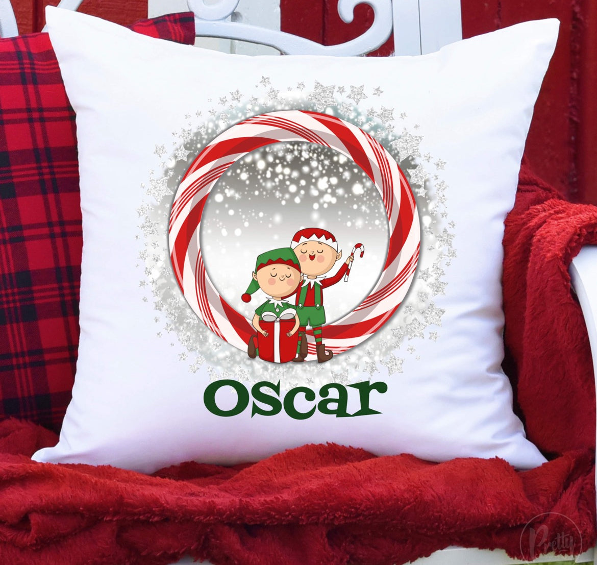 Personalised Candy Cane Cushion