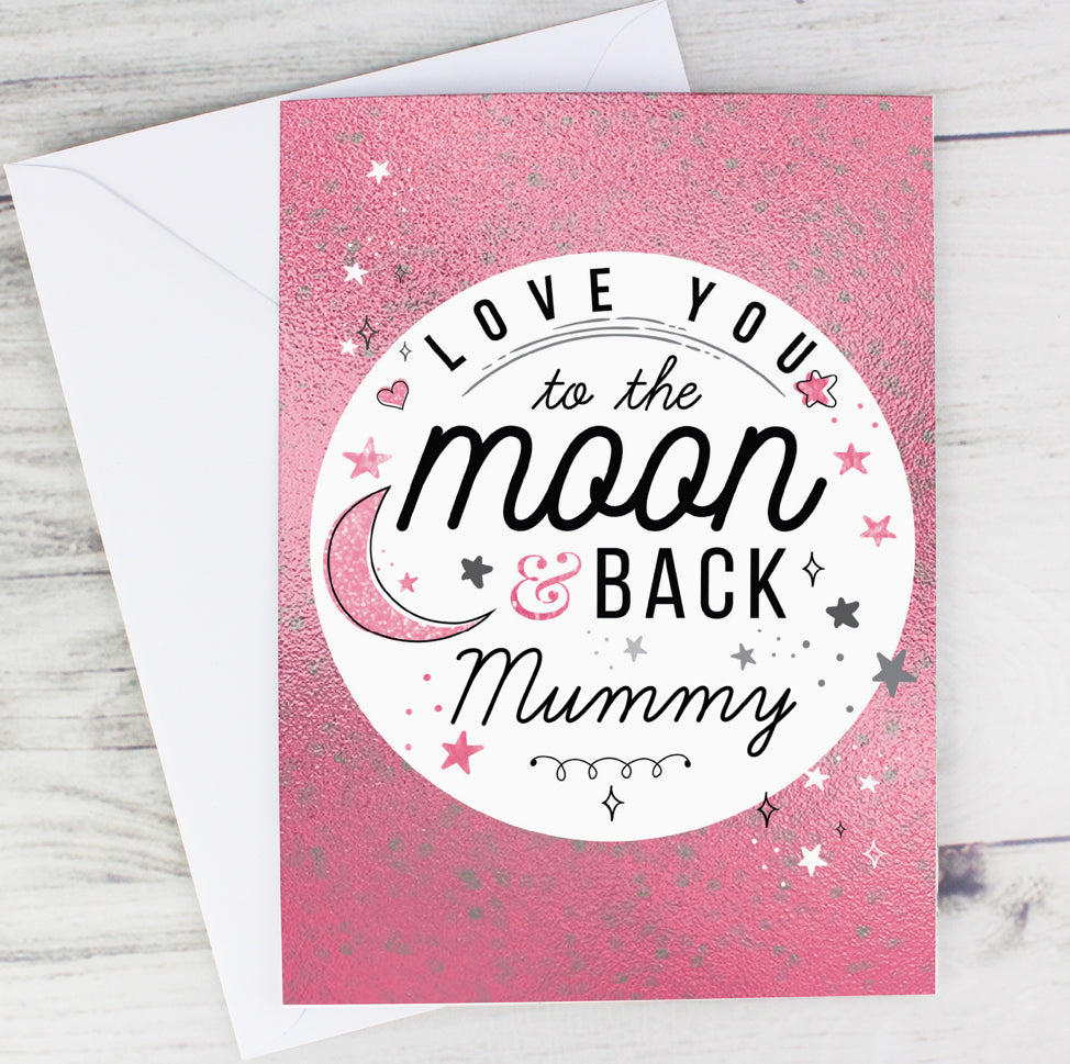 Personalised To The Moon & Back Pink Card