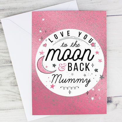 Personalised To The Moon & Back Pink Card