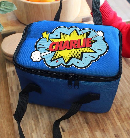 Personalised Superhero Blue Lunch Bag