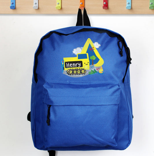 Personalised Digger Blue Backpack